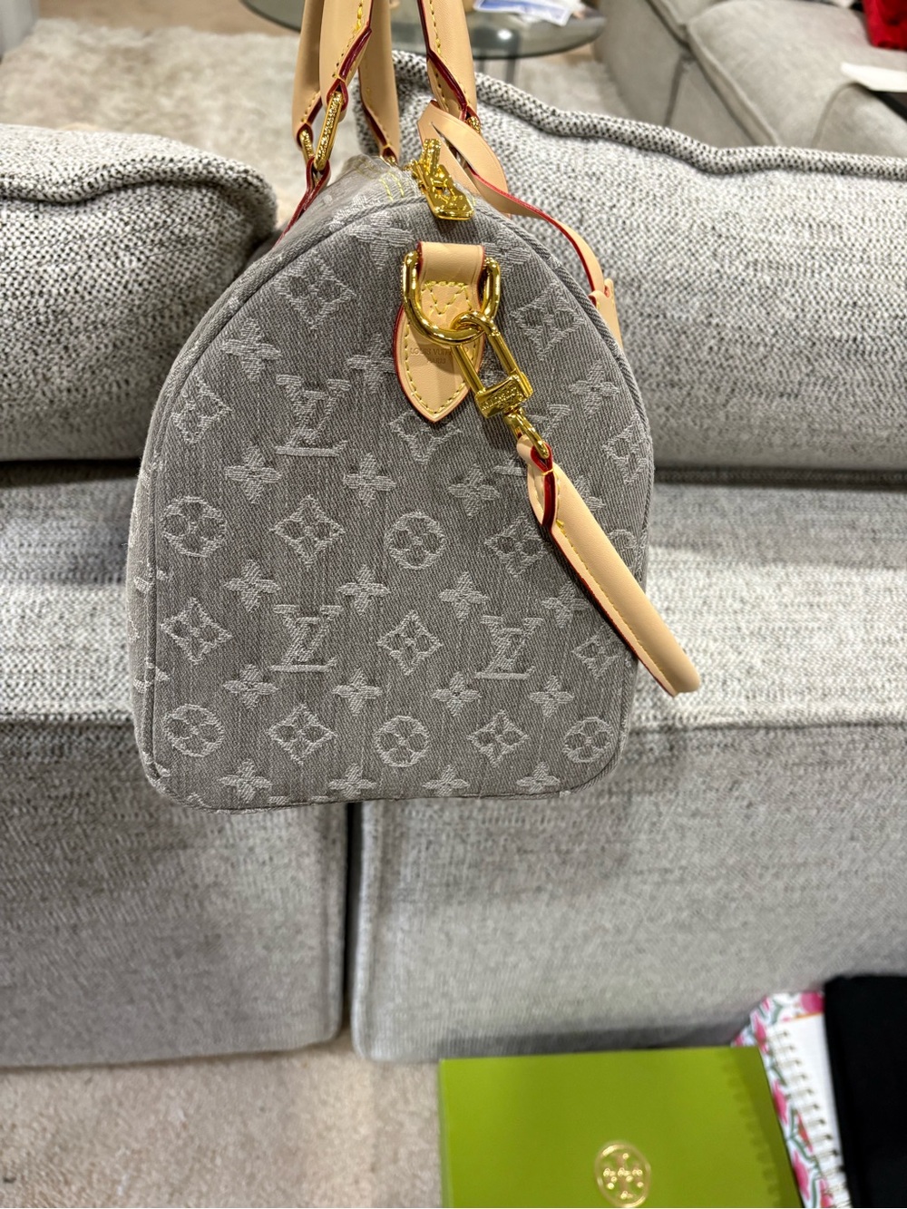 Source Unknown Beige Monogram Canvas Satchel with Gold Hardware - Picture 3 of 15